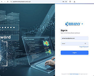 BrainyMaster admin panel sign-in screen